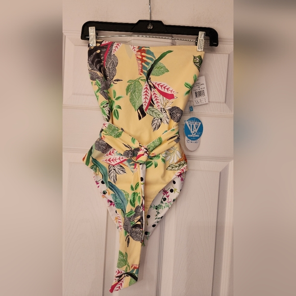 WET Swimwear Alexis Reversible Yellow Floral Belted One Piece Size XS - Picture 6 of 14